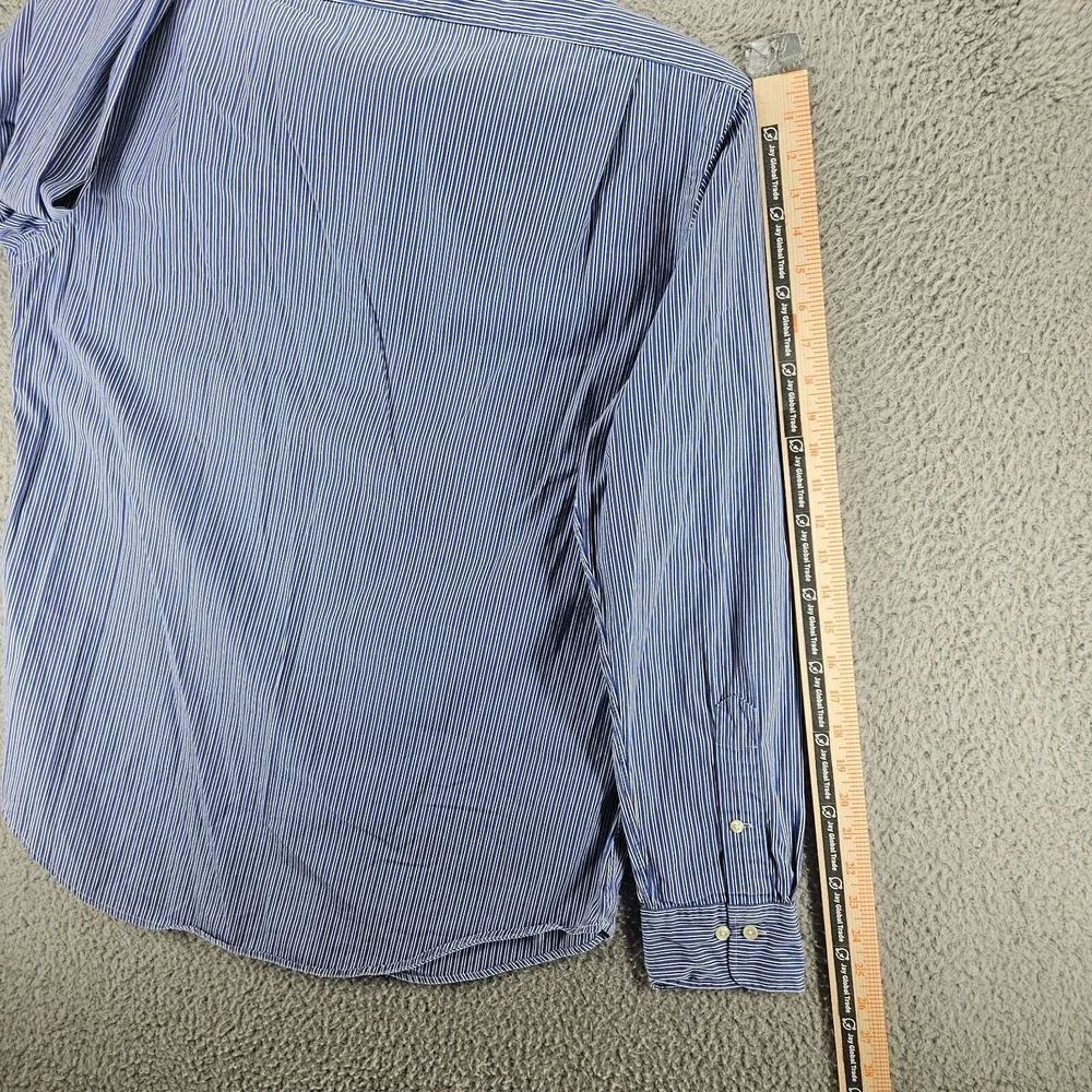 Polo by Ralph Lauren Men's Dress Shirt Sz 16 34/35 Blue White Striped Custom Fit